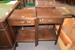 Pair of early 20th century mahogany single drawer bedside or lamp table, 44cm wide