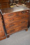 18th century mahogany chest of two short over three long drawers raised on bracket feet, 94cm wide