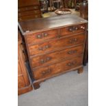 18th century mahogany chest of two short over three long drawers raised on bracket feet, 94cm wide