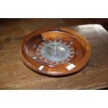 20th century hardwood French roulette wheel, bears mark to interior 'Aculette marque deposee