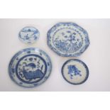 18th century Chinese porcelain saucer, together with further Chinese porcelain plates including an