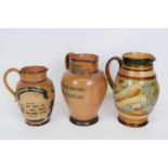 Three 19th century Lambeth Doulton commemorative jugs for Gladstone, Disraeli and General Gordon (