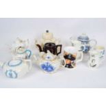 Group of commemorative tea pots for Queen Victoria and others including a Foley example, a