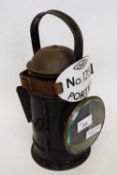 Vintage LNER railway porters lamp with enamel dial no 1215 with LNER and Porter