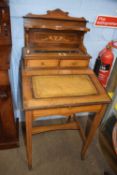 Late 19th century ladies writing desk or bonheur du jour, the back section with small shelf over a