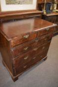 18th century and later walnut chest with two short and three long drawers with brass handles