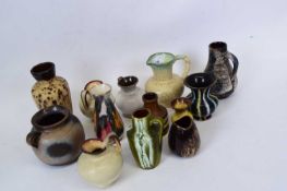 Quantity of small West German pottery jugs and vases, tallest 19cm (13)