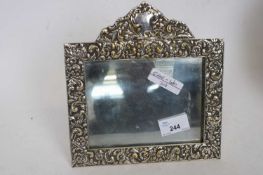 Silver plated photo frame with scroll design with rectangular mirror