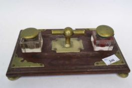 Wooden desk set with brass mounts