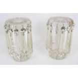 Pair of matching clear glass lustres, 25cm high