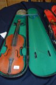 20th century violin bearing internal label marked 'The Maidstone', set in a hard travel case with