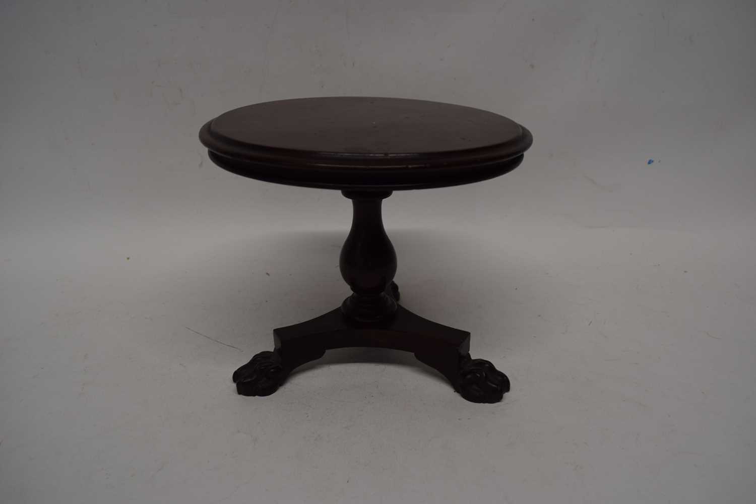 19th century apprentice mahogany dining table, the circular top raised on a turned column and - Image 2 of 4