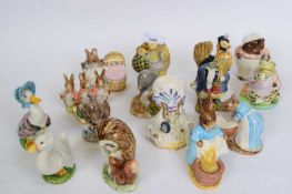 Quantity of Beatrix Potter Beswick figures including Lady Mouse, Tommy Brock, Sally Hennypenny