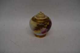 Royal Worcester vase painted with roses with a cover