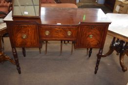 Victorian mahogany and inlaid break front sideboard with one deep, one shallow drawers and a section