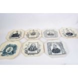 Group of Victorian octagonal shaped commemorative plates, mainly commemorating political figures