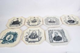 Group of Victorian octagonal shaped commemorative plates, mainly commemorating political figures