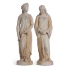 Pair of early 20th century Royal Worcester figures, one entitled 'Il Penseroso', and the female
