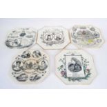 Group of Victorian octagonal commemorative plates, mainly Royalty including Queen Victoria and