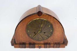 Art Deco or Jugendstihl clock with metal face and Deco style numerals, 40cm long