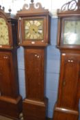 Newman Norwich, 18th century longcase clock, brass and silvered face with Roman numerals, pierced