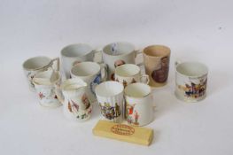 Quantity of commemorative mugs, mainly Boer War, one with Major General Baden-Powell, Defender of