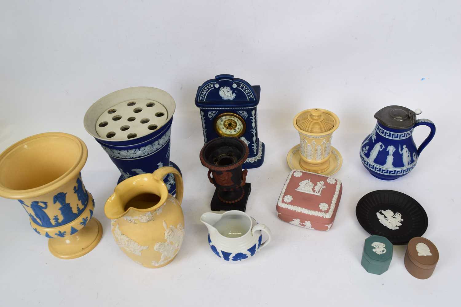 Quantity of Wedgwood jasperware and cane wares, vases, jugs, etc, all 19th/20th century, together - Image 2 of 2