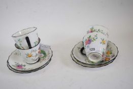 Group of Nelson china cups and saucers with bird decoration (8)