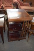 Edwardian mahogany square formed revolving bookcase cabinet, the top with inlaid decoration, 86cm
