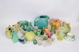 Quantity of mainly Art Deco ceramics, various jugs, models of rabbits etc, together with small