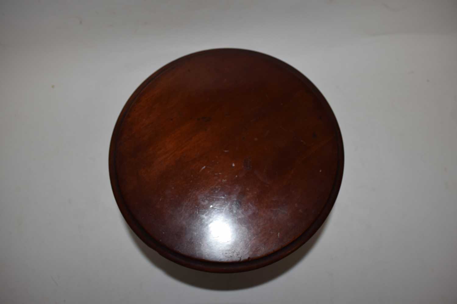 19th century apprentice mahogany dining table, the circular top raised on a turned column and - Image 3 of 4