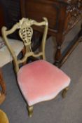 Late 19th century side chair with carved frame, later gilt painted