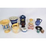 Quantity of Wedgwood jasperware and cane wares, vases, jugs, etc, all 19th/20th century, together