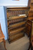 Globe Wernicke style four tier stacking bookcase with lead glazed doors, 86cm wide, no maker's label