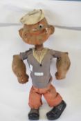 Cardboard model of Popeye with black shoes, marked KFS, 57cm high