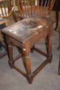 Antique oak joint stool raised on turned legs, 46cm wide