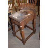 Antique oak joint stool raised on turned legs, 46cm wide