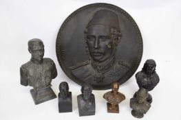 Group of metal commemoratives, political figures and Royalty including large circular metal plaque