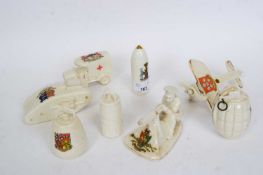 Quantity of Goss heraldic wares, mainly WWI vintage, including Arcadian china machine gunner with