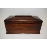 Wooden sarcophagus shaped tea caddy