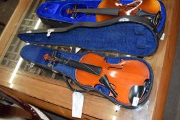 20th century Czechoslovakian full size violin with hard travel case