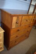 Victorian mahogany chest with three short, three long drawers fitted with turned knob handles over a