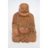 Wooden model of a smiling Chinese deity