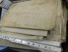 Box: assorted vellum and other documents, 19th century and some items much earlier