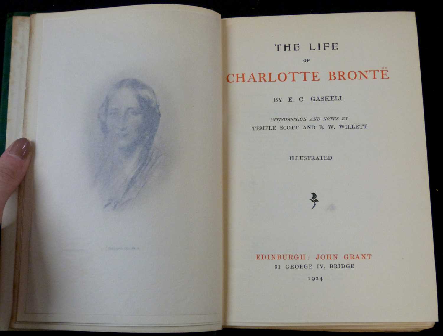 E C GASKELL: THE LIFE OF CHARLOTTE BRONTE, Edinburgh, John Grant, 1924, 1st edition, portfrontis and