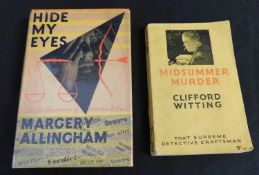 MARGERY ALLINGHAM: HIDE MY EYES, London, Chatto & Windus, 1958, 1st edition, original cloth, d/w (