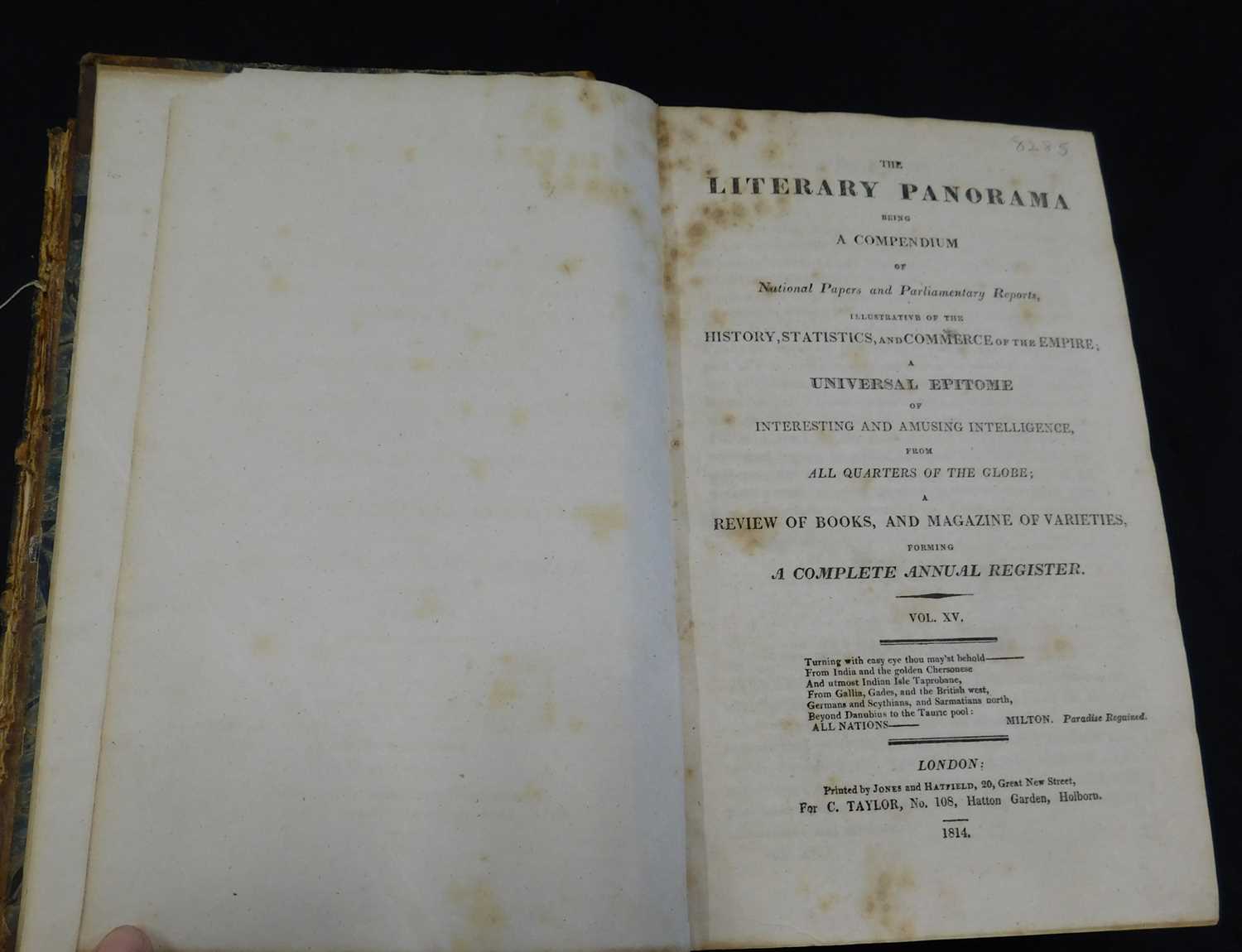 THE LITERARY PANORAMA AND NATIONAL REGISTER..., London for C Taylor, 1814, 1816, vols 15, 18-20, old - Image 2 of 3