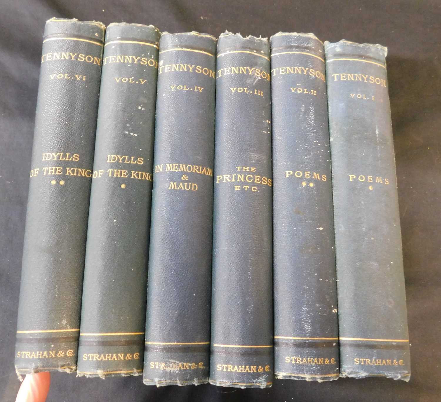 ALFRED LORD TENNYSON: THE WORKS, London, Strahan & Co, 1872-73, 6 vols, original green cloth gilt