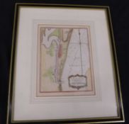 BELLIN: PLAN DE LA VILLE D'YARMOUTH, engraved hand coloured plan circa 1764, approx 210 x 158mm, f/