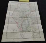 JAMES WILD: THE DISTRICT OF THE LAKES, engraved outline hand coloured map circa 1850, folding backed